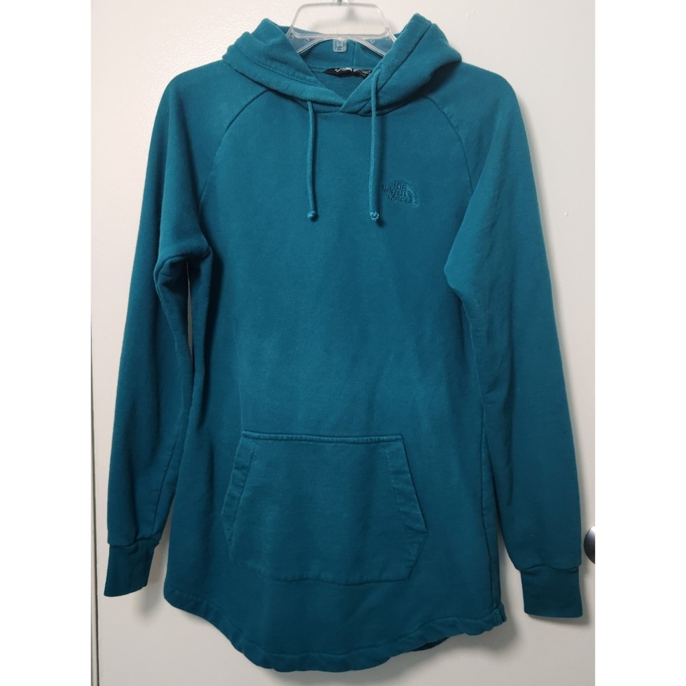 The North Face Women's Long‎ Jane Hoodie Tunic Fleece Medium Green Embroidered